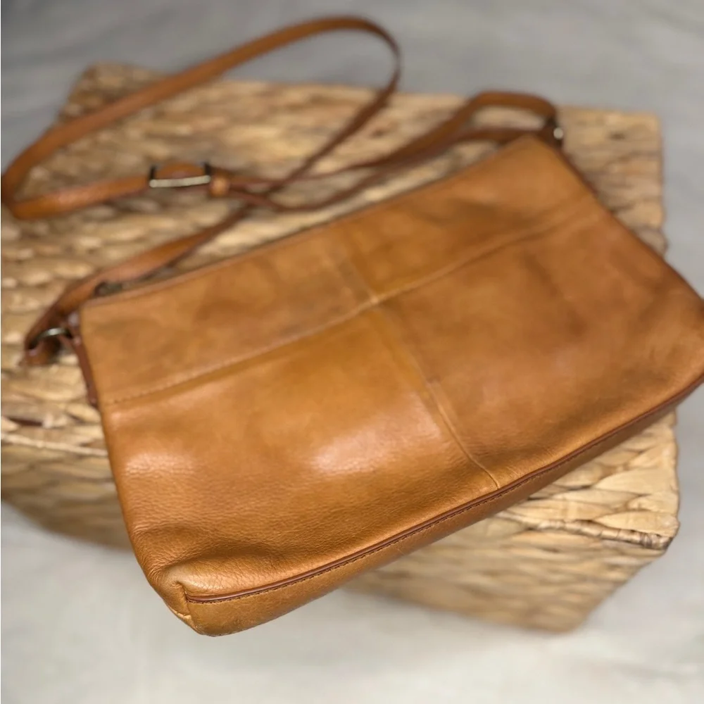 Margot New York Cognac Pebbled Leather Crossbody Bag - Soft Patina - Picture 4 of 8